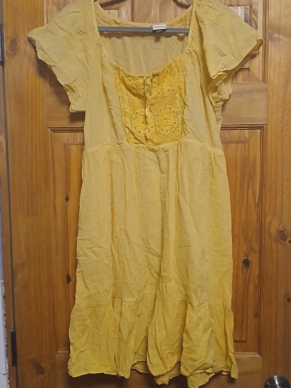 Sonoma Yellow Eyelet-Front Casual Sundress